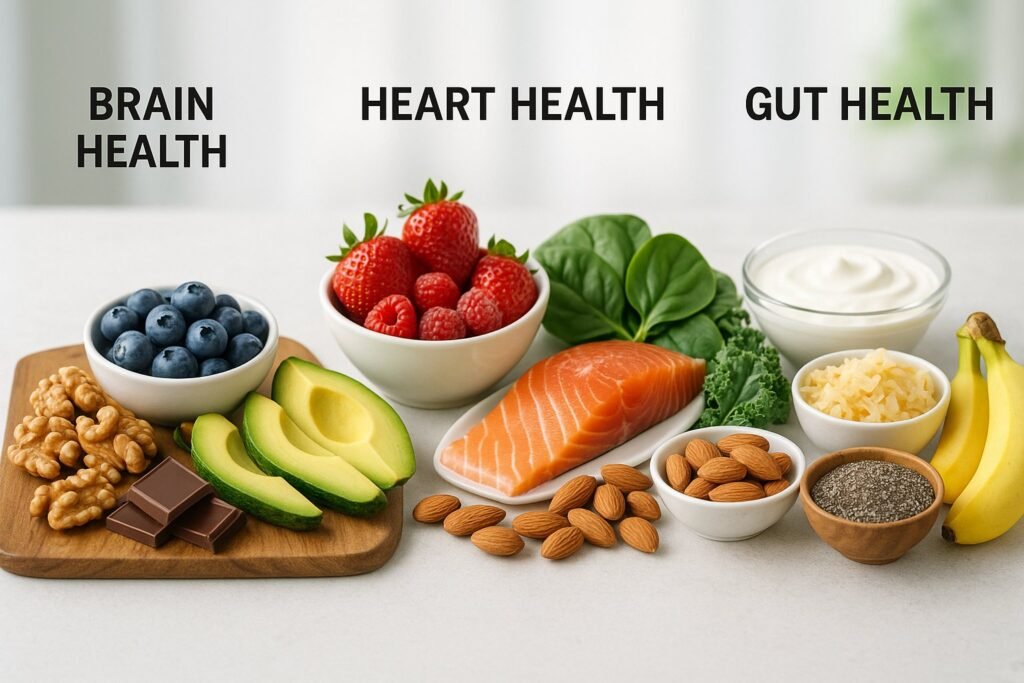 Superfoods for Specific Functions: Brain, Heart, and Gut Health