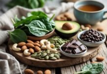 Best Magnesium-Rich Foods for Anxiety and Sleep Support Table full of foods rich in magnesium