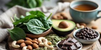 Best Magnesium-Rich Foods for Anxiety and Sleep Support Table full of foods rich in magnesium