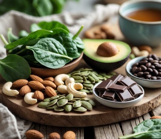 Best Magnesium-Rich Foods for Anxiety and Sleep Support Table full of foods rich in magnesium