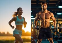 Morning vs. Evening Workouts What’s Better? woman running morning, man working out at night