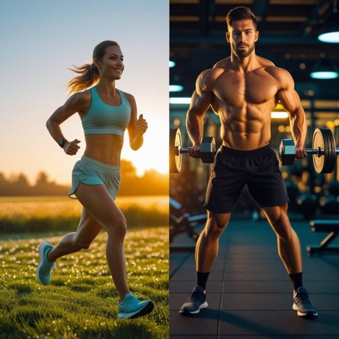 v2-uwuf0-6i7xp woman running morning, man working out at night