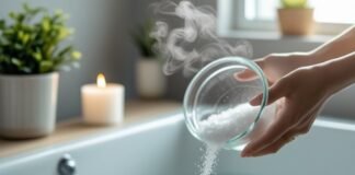 How to Use Epsom Salt for Muscle Pain and Detox Baths Epsom salt being poured into the bath-tub