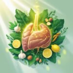Foods That Naturally Support Liver Detox Without Juice Cleanses Liver surrounded by lemons, garlic, for detox