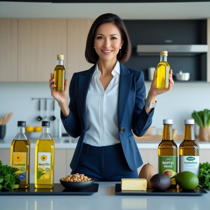 woman holding seed oils and whole fats