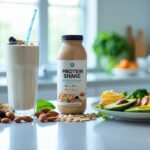 Shakes vs Real Food: Which Offers Better Nutrition? Protein shake vs real food for weight loss comparison with a smoothie, nuts, and a healthy meal plate.