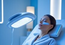 New Research on Blue Light and Sleep Patterns A woman getting blue light therapy