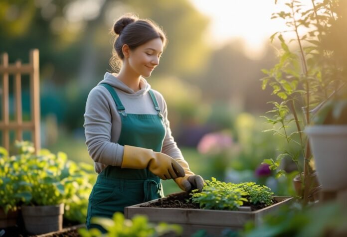 v2-vd7vm-txuba A woman gardening