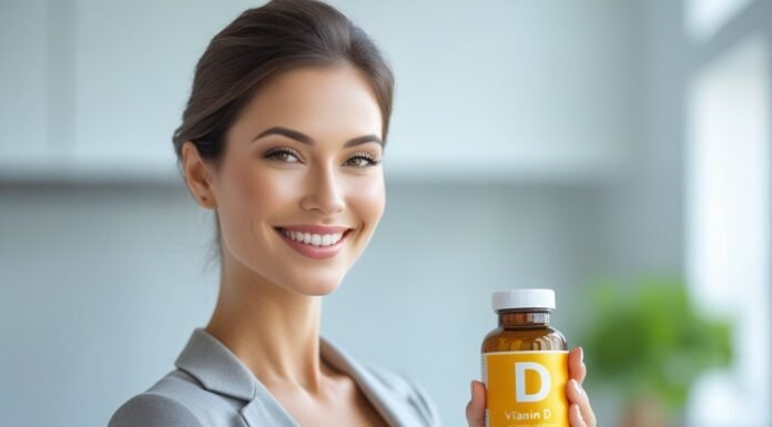 Best Sources of Vitamin D for People With Limited Sun Exposure Woman holding vitamin D bottle