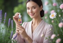How to Use Seasonal Flower Extracts to Boost Mood Naturally Woman holding flower extract
