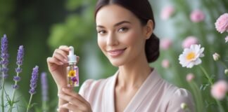 How to Use Seasonal Flower Extracts to Boost Mood Naturally Woman holding flower extract