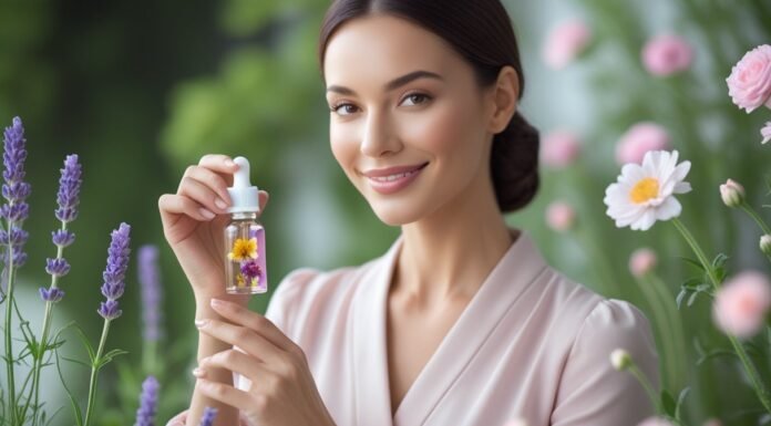 How to Use Seasonal Flower Extracts to Boost Mood Naturally Woman holding flower extract