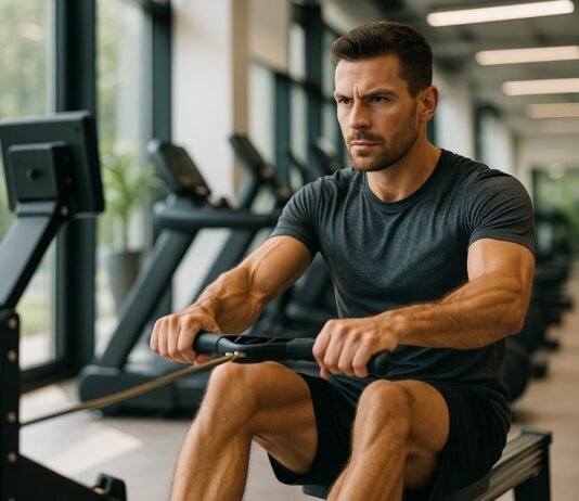 HIIT vs Steady-State Cardio: Which Burns More Fat? Man on row machine