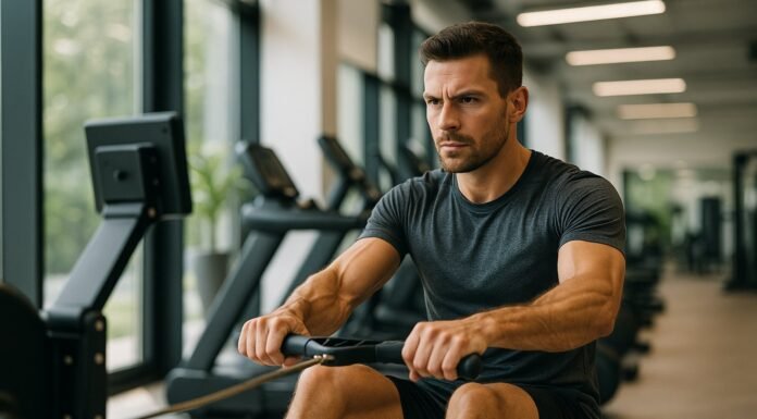 HIIT vs Steady-State Cardio: Which Burns More Fat? Man on row machine