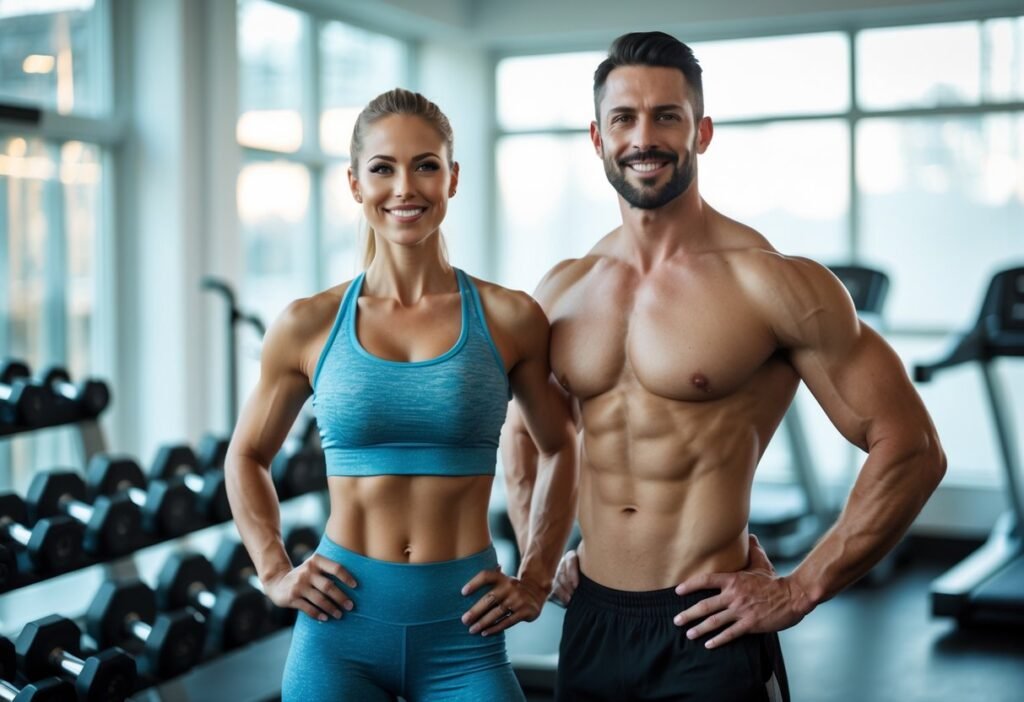Man and woaman in gym