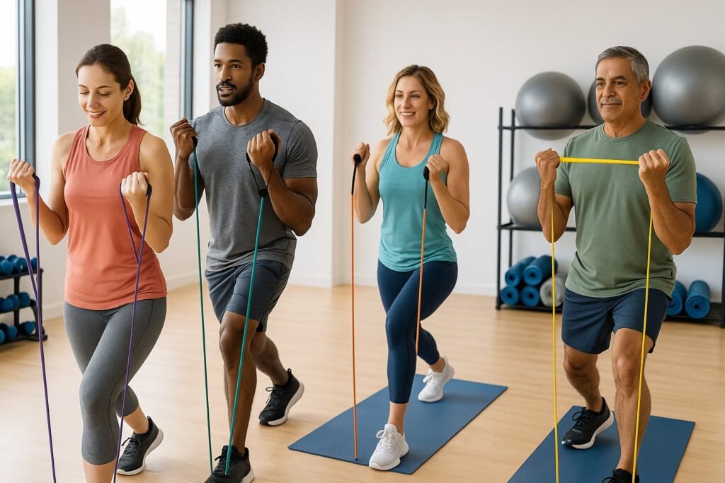 Group of people doing Resistance Band Exercises